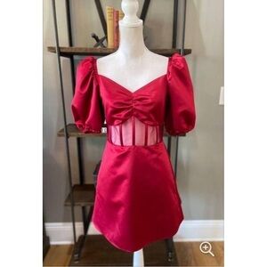 Autumn Adeigbo Clarette corset Dress Deep Red Womens mini Size 10 NEW